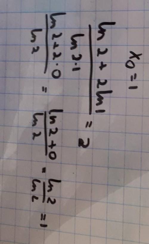 y =log x_{2} x in2x в точке x_{0} =1