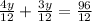 \frac{4y}{12} + \frac{3y}{12} = \frac{96}{12}