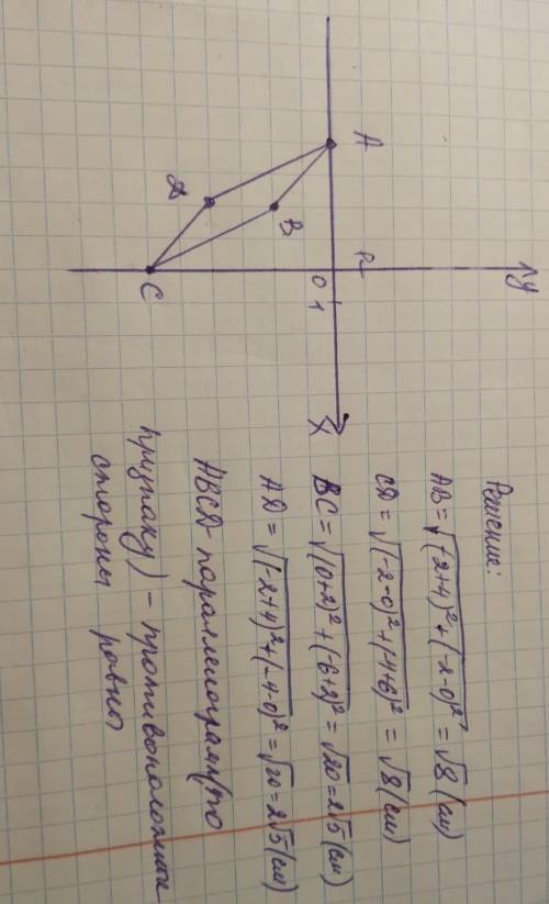 Даны точки а(-4; 0) в(-2; -2) с(0; -6) d(-2; -4). докажите что четырехугольник abcd - параллелограмм