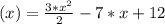 \F(x) =\frac{3*x^{2}}{2} -7*x+12