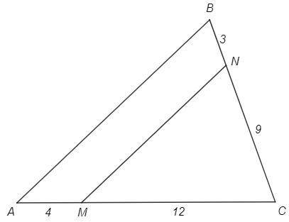 Точки m и n лежат на сторонах ac и bc треугольник abc соответственно, ac=16 см , bc=12 см, cm=12 см,