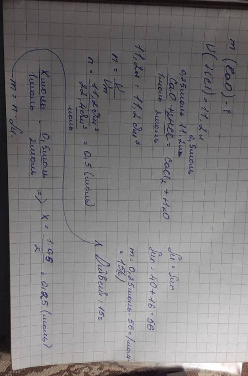 Какая масса кальций оксида прореагирует с 11,2л соляной кислоты​