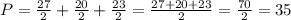 P=\frac{27}{2}+\frac{20}{2}+\frac{23}{2}=\frac{27+20+23}{2}=\frac{70}{2}=35