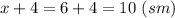 x+4=6+4=10\ (sm)