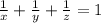 \frac{1}{x}+\frac{1}{y}+\frac{1}{z}=1