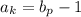 a_{k}=b_{p}-1