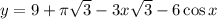 y = 9 + \pi \sqrt{3} - 3x\sqrt{3} - 6\cos x