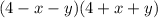 (4 - x - y)(4 + x + y)