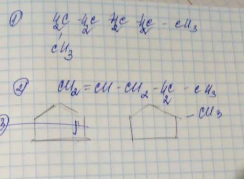 Составить структурные формулы. пентин-1пентодиен-1,2циклопентен-3​