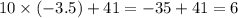 10 \times ( - 3.5) + 41 = - 35 + 41 = 6