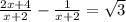 \frac{2x+4}{x+2} -\frac{1}{x+2} =\sqrt{3}