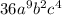 36 {a}^{9} {b}^{2} {c}^{4}