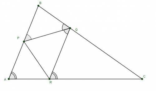 На сторонах ав, вс, са треугольника авс выбраны точки р, q и r соответственно так, что вq — вр и ар