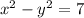x^2-y^2=7