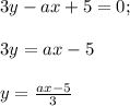 3y-ax+5=0;\\\\3y=ax-5\\\\y=\frac{ax-5}{3}