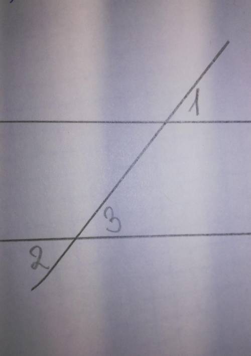 Угол 1 = Углу 2. Доказать: а||b. Рисунок выглядит так. Секущая наклонена вправо. Углы 1 и 2: 1 наход