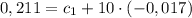 0,211 = c_{1} + 10 \cdot (-0,017)