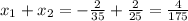 x_1+x_2=-\frac{2}{35} +\frac{2}{25}=\frac{4}{175}