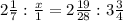 2\frac{1}{7} :\frac{x}{1} =2\frac{19}{28} : 3\frac{3}{4}