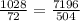 \frac{1028}{72} = \frac{7196}{504}