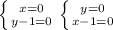 \left \{ {{x=0} \atop {y-1=0}} \right. \left \{ {{y=0} \atop {x-1=0}} \right.