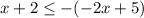 x + 2 \leq -(-2x+5)