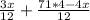 \frac{3x}{12} + \frac{71*4 - 4x}{12}