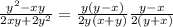 \frac{y^{2}-xy}{2xy+2y^{2} } =\frac{y(y-x)}{2y(x+y)} \frac{y-x}{2(y+x)}