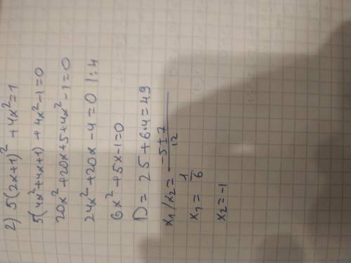 1)x+2²-(5x+1)²=02)5(2x+1)²+4x²=1​