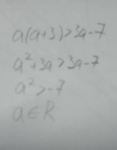 Докажите неравенства a(a+3)>3a-7 (b-5)(b-7)<(b-6)²