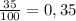 \frac{35}{100}=0,35