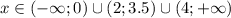 x\in(-\infty; 0)\cup(2;3.5)\cup(4;+\infty)