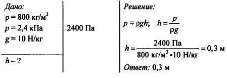 Определите высоту столба этилового спирта ( в см), если известно , что давление его гидростатическог