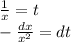 \frac{1}{x} =t\\ -\frac{dx}{x^2} =dt