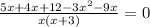 \frac{5x+4x+12-3x^{2}-9x }{x(x+3)}=0