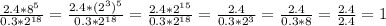 \frac{2.4*8^5}{0.3*2^{18}} =\frac{2.4*(2^3)^5}{0.3*2^{18}} =\frac{2.4*2^{15}}{0.3*2^{18}} =\frac{2.4}{0.3*2^3} =\frac{2.4}{0.3*8} =\frac{2.4}{2.4} =1