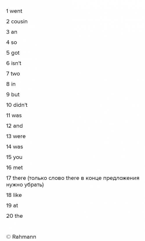 Заполните первые десять пропусков в тексте подходящими словами из списка: Example: a) had b) has c)