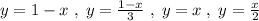 y=1-x\; ,\; y=\frac{1-x}{3}\; ,\; y=x\; ,\; y=\frac{x}{2}