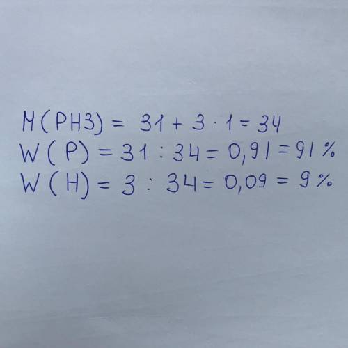 Розрахуйте масові частки елементів у сполуці PH3