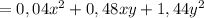 =0,04x^2+0,48xy+1,44y^2