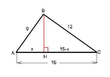 Сторона треугольника 15см,9см,12см, найдите площадь треугольника и наименьшую высоту заранее!