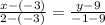 \frac{x-(-3)}{2-(-3)}=\frac{y-9}{-1-9}