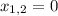 x_{1,2}=0