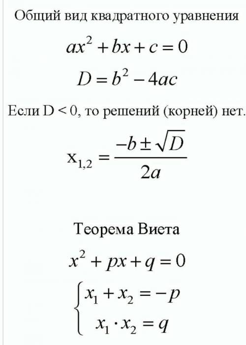 решить алгебру.Теорема Вієта і Формула коренів квадратного рівняння