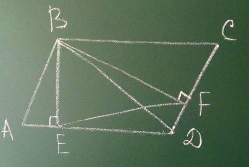 В параллелограмме abcd проведены высоты be и bf к сторонам ad и cd соответственно. Докажите, что тре