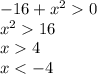 -16 + x^{2} 0\\ x^{2} 16\\x4\\x