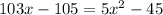 103x-105=5x^2-45