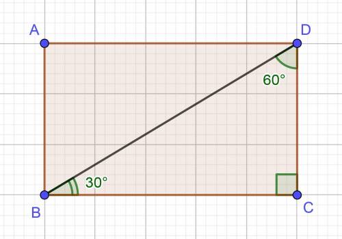 Сторона прямокутника 10 см і утворює з діагоналлю кут 60 градусів . Знайдіть площу прямокутника.