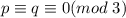 p\equiv q \equiv 0 (mod \;3)
