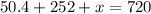 50.4+252+x=720